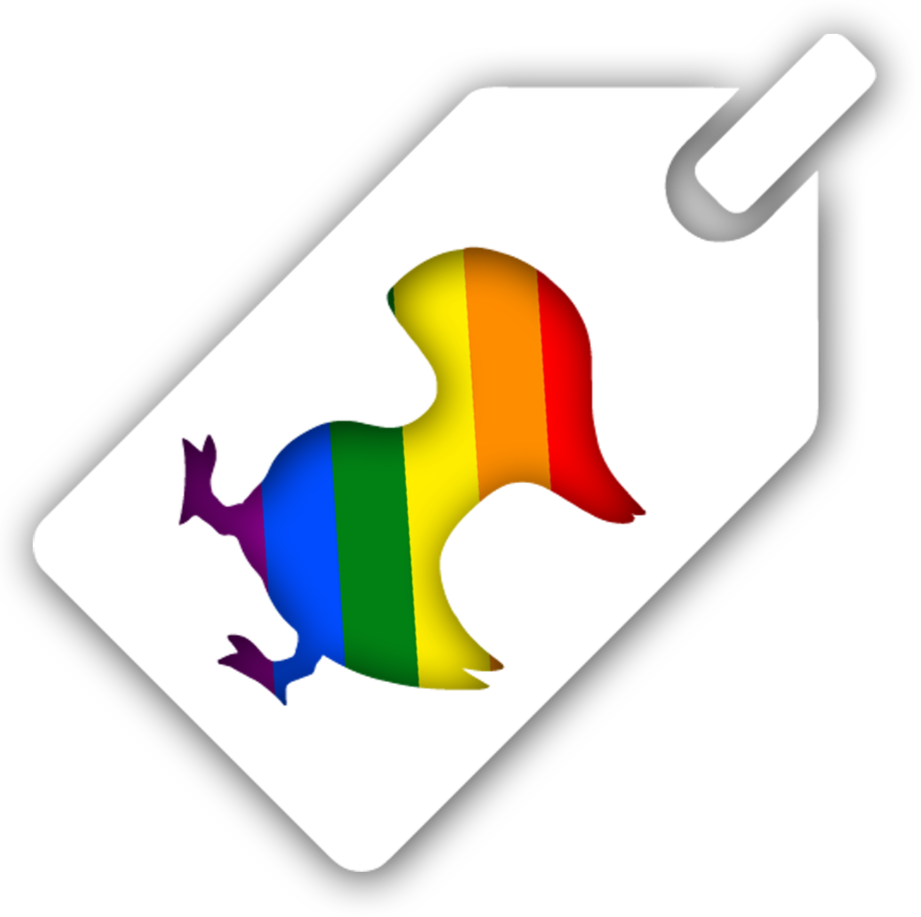 A simple PNG of a white price tag with a chocobo chick silhouette.